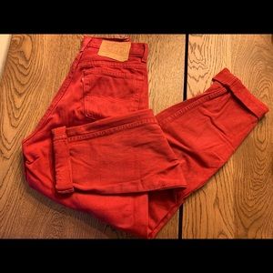 VINTAGE red Levi’s 501 high waisted jeans